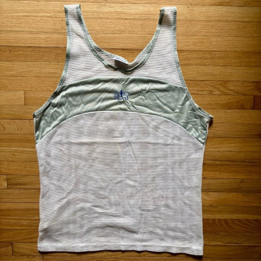 Vintage Bill Rodgers Sz Large White Tank Top Sports Running Boston, MA 80s 90s